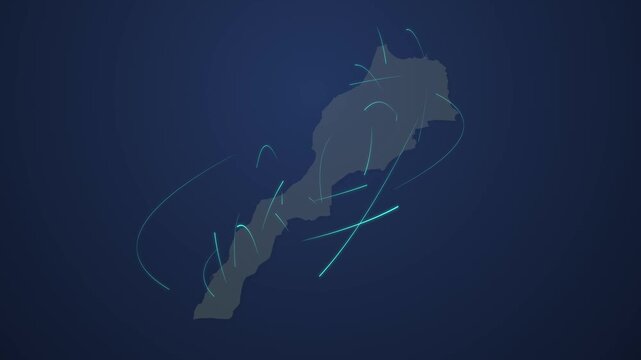 Morocco Map with Luminous Digital Network, Innovation, Telecommunications and Global Connectivity Background