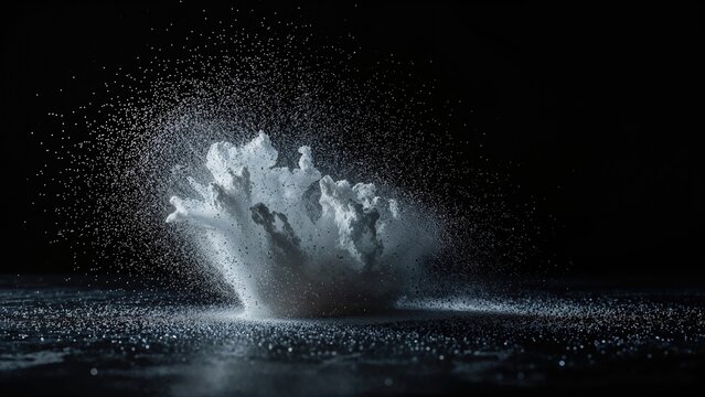Splash of water with droplets against a dark background. High-speed photography capturing the moment of impact.