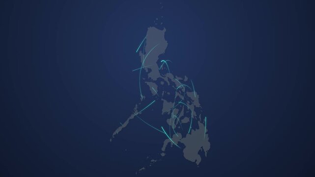 Philippines Map with Glowing Network Lines, Big Data, Internet and Smart Connectivity Illustration