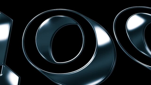 Futuristic Metallic 100 Anniversary Number Animation on Black Background in Luxury 3D Chrome Style In 4K