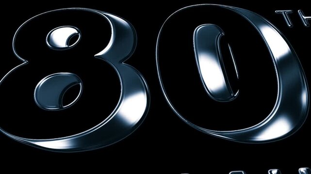 Futuristic Metallic 80th Indian Aura Animation on Black Background in Luxury 3D Chrome Style In 4K
