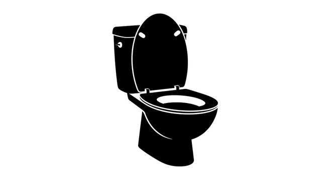 Black silhouette icon of a modern ceramic home toilet