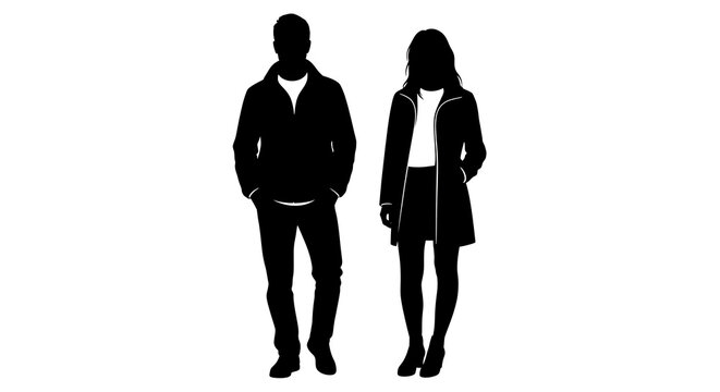 Silhouette of a man and a woman standing together