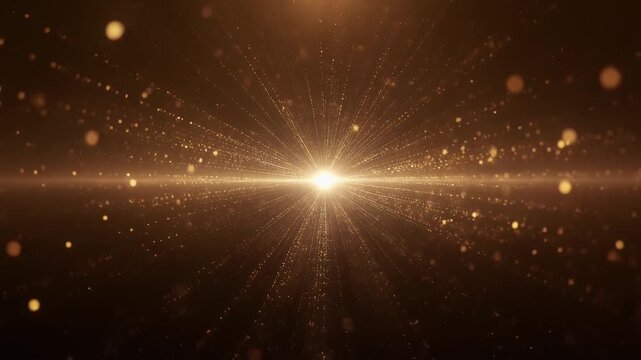 Particle burst loop outward dust scattering with gradient glow shifting across the scene