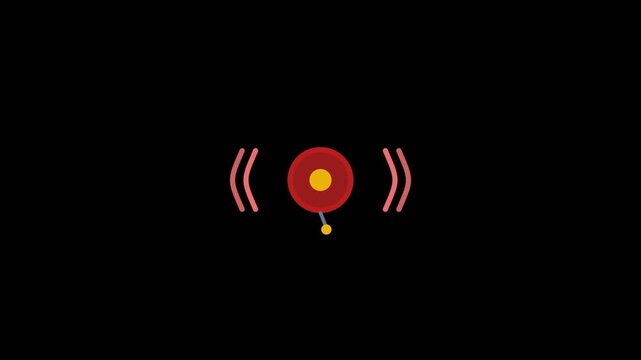 Minimalist Animated Red Circular Icon with Pulsing Signal Waves on Black Background.
