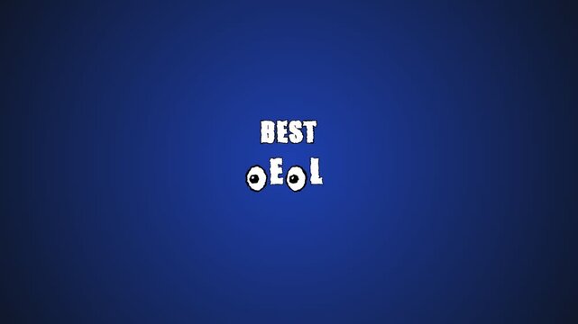 Animated Best EOL Text Logo Reveal with Playful Eye Graphics on Changing Background Colors.