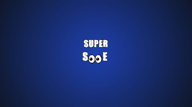 Minimalist Animated Logo Reveal Featuring Super Sooe Text and Playful Eye Graphics.