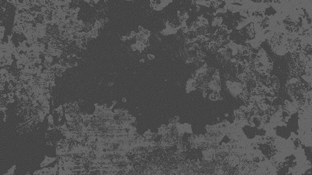Halftone dots grunge overlay texture dark distressed gray background for vintage video effects or urban design projects.