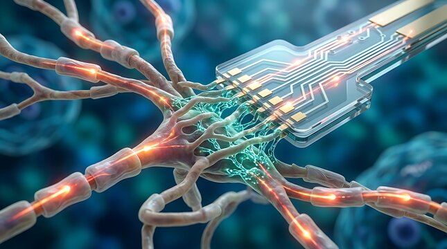 Neural interface chip connecting to brain neurons for advanced cybernetic medical technology research