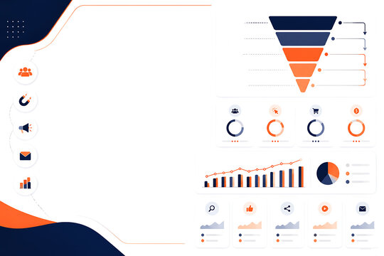 Marketing funnel and digital business analytics dashboard template