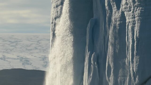 Glacier Ice Melt Dripping from a Massive Arctic Iceberg
