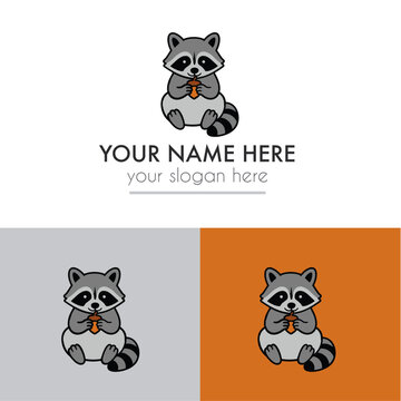 Cute raccoon logo design for trash companies and recycling businesses or an infant clothing line 
