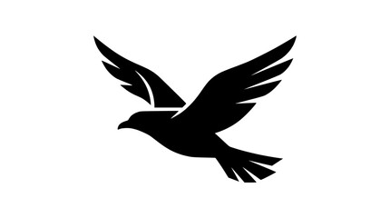 Fototapeta premium Silhouette of a soaring bird in flight against a white background, freedom concept