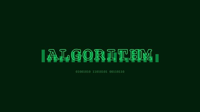 Algorithm digital data visualization with binary code and green frequency bars animation 4k