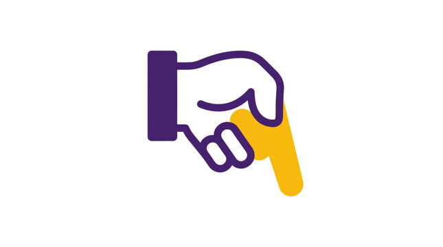 Hand pointing down icon, click here, search, direction, information, minimal design