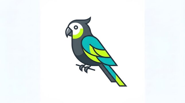 Colorful vector illustration of a parrot on a white background