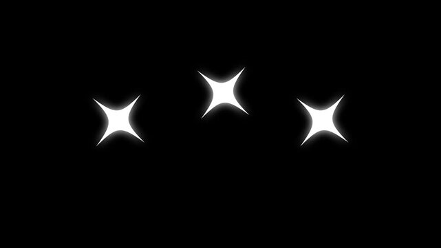 Shimmering white star bursts appear and twinkle in a dark void with subtle cinematic motion