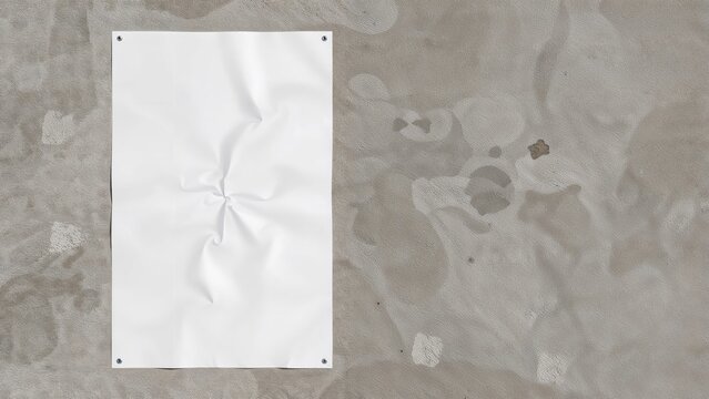 A crumpled paper with four corner holes on a wall or surface.