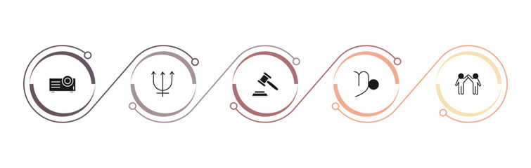 filled zodiac icons set - projection, neptune, authority, capricorn. editable vector for web and mobile ui
