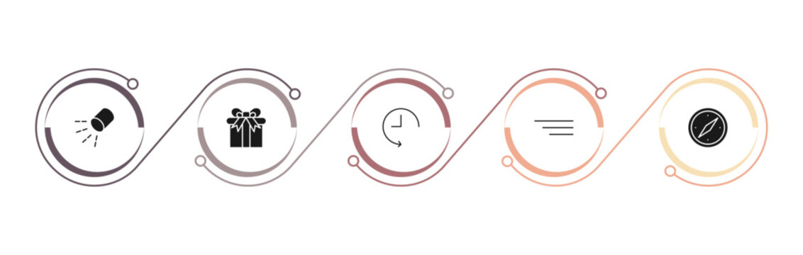 filled user interface icons set - lightining, giftbox, history, side menu. editable vector for web and mobile ui