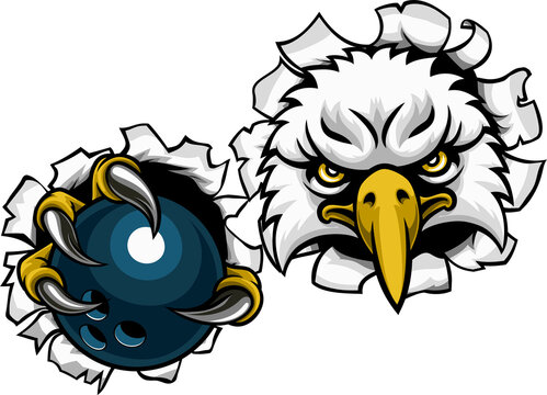 An eagle or hawk or falcon bowling bald eagles mascot
