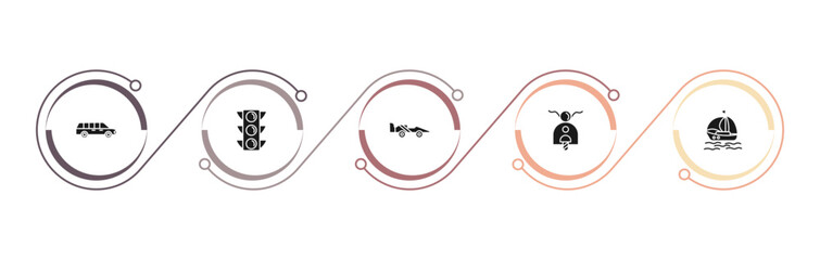 Obraz premium filled transport icons set - long car, semaphore, formula 1, scooter bike. editable vector for web and mobile ui