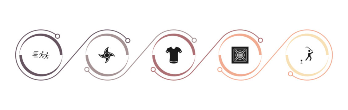 filled sports icons set - running a race, ninja shuriken, short sleeves, dohyo. editable vector for web and mobile ui