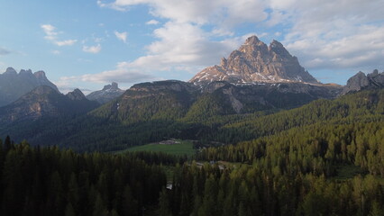 Obraz premium Aerial view of Seceda mountain peaks in the Dolomites, South Tyrol, Italy