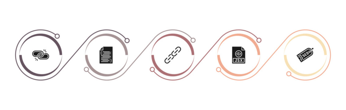 filled programming icons set - broken link, software, hyperlink, jsx. editable vector for web and mobile ui