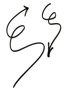 Black hand drawn doodle arrows and squiggly lines on a simple sketch