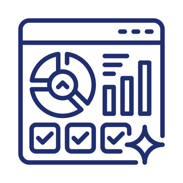 Digital interface displaying analytics charts bar graphs and checklist icons for business data visualization transparent background