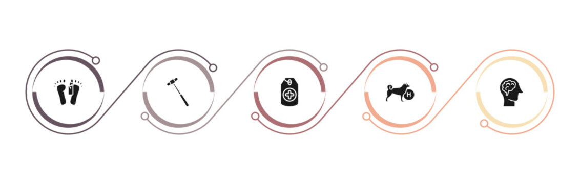 filled medical icons set - dead, medical hammer tool, tag with a cross, canine. editable vector for web and mobile ui