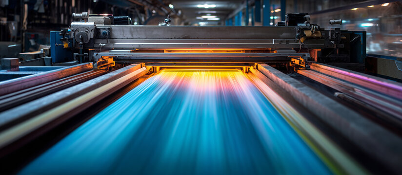 newspaper printing press in action