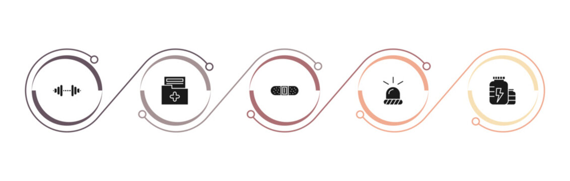 filled health and medical icons set - dumbbells, medical result, band aid, emergency. editable vector for web and mobile ui