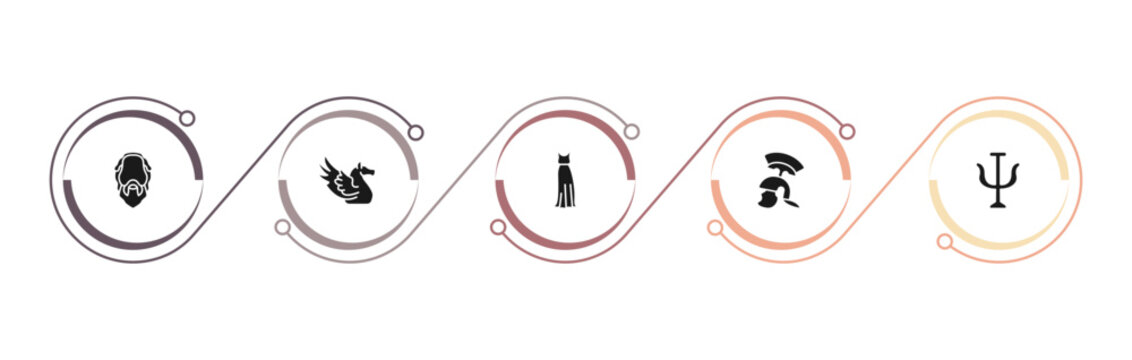 filled greece icons set - socrates, pegasus, robe, armor. editable vector for web and mobile ui