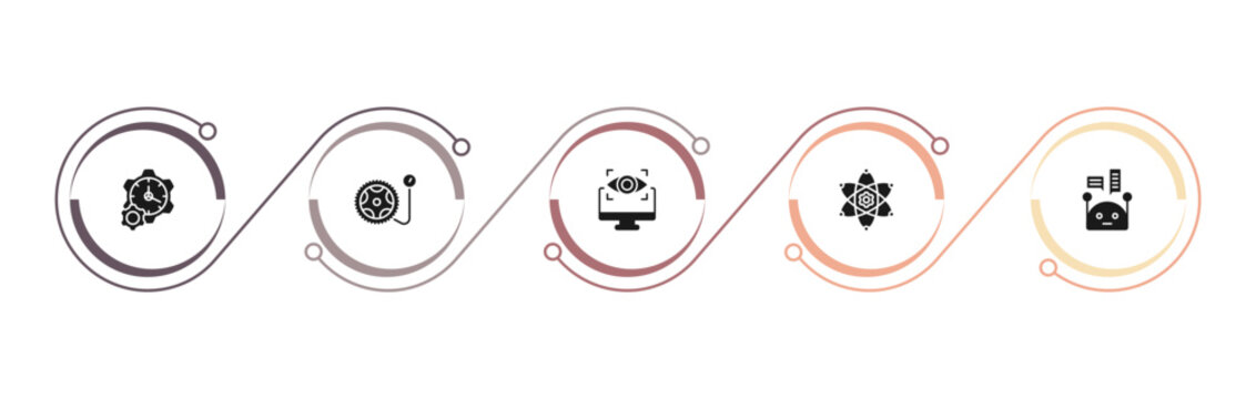 filled general icons set - build time, inflate tire, computer vision, core values. editable vector for web and mobile ui