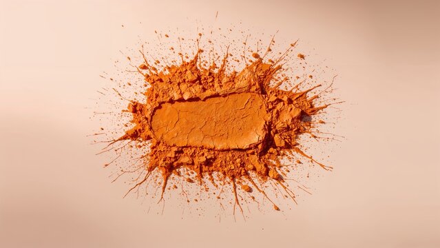 Crushed powder pigment with orange color in a splash pattern.