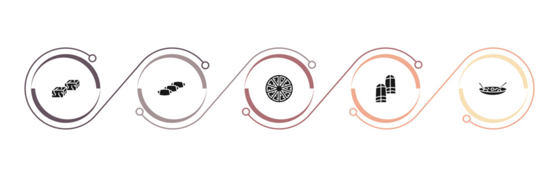 filled food and restaurant icons set - sachima, doguinho, cong you bing, pamonha. editable vector for web and mobile ui