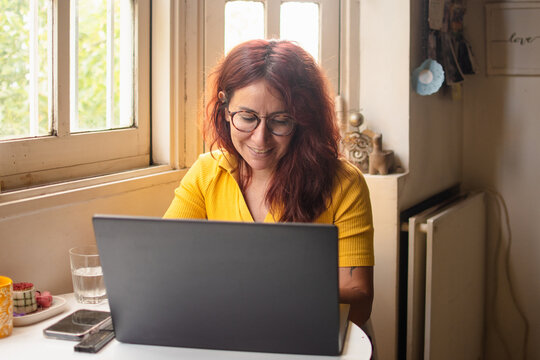 Woman freelancer working from home