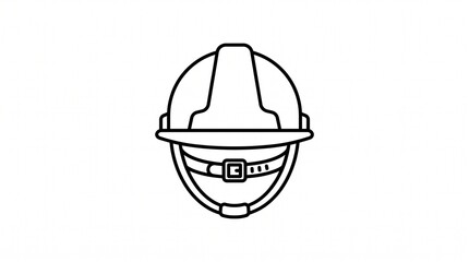 Fototapeta premium Minimalist black outline icon of a construction safety hard hat