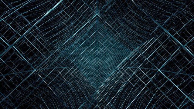 Futuristic information tunnel inside an Internet network or AI.