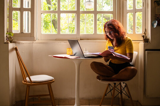 Peaceful image of woman working at home