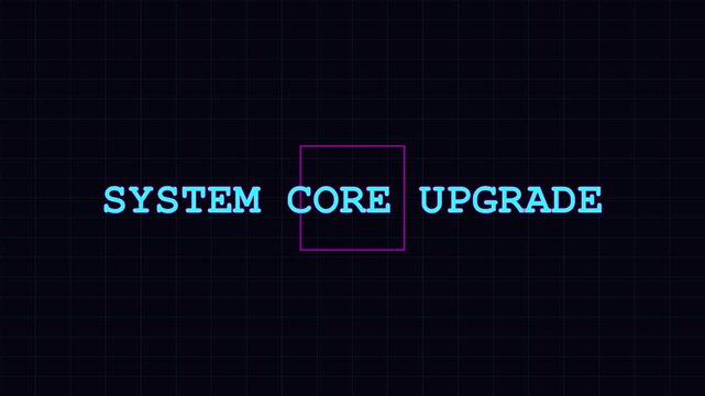 System core upgrade digital interface animation with neon geometric and grid 4k background