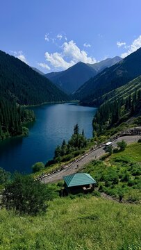 lake and mountains