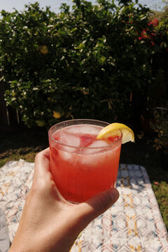 Hand holds pretty cocktail