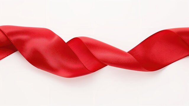 Red ribbon twisted on a white background.