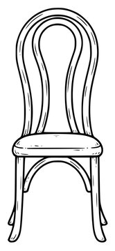 Bentwood Loop Back Chair Hand Drawn Interior Sketch Illustration