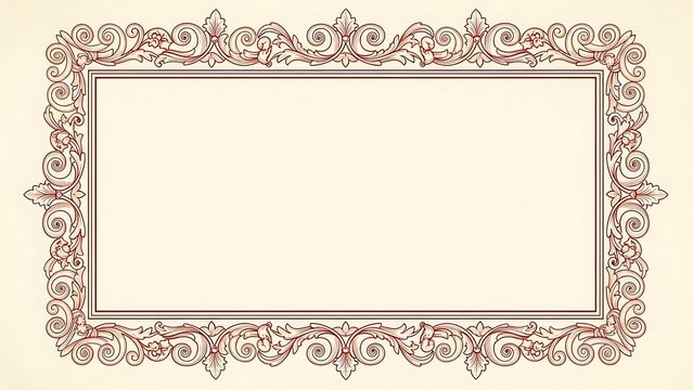 Elegant floral frame with pink roses and swirls border