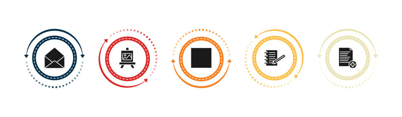 filled user interface icons set - open envelope, artboard, crop tool, note blog. editable vector for web and mobile ui © IconArt