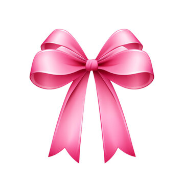 Elegant pink ribbon bow for gift decoration, festive birthday, Christmas, and celebration present vector illustration design